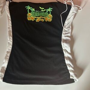 Black and White Embroidered Women's Top